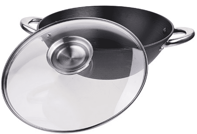 Сковорода вок 26см MAYER & BOCH чугунная с крышкой черная